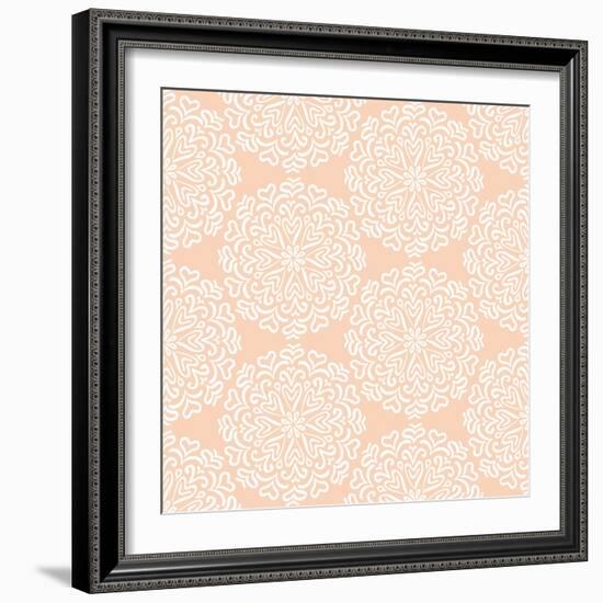 Elaborate Hand-Drawn White Pattern on Pink Background-amovita-Framed Art Print