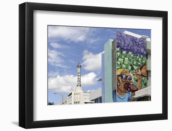 Elaborate Wall Design with Mosaic Tiles Collins Street, Miami South Beach, Florida-Axel Schmies-Framed Photographic Print