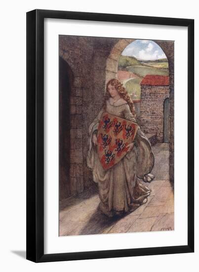 Elaine and Shield, Legend-Eleanor Fortescue Brickdale-Framed Art Print