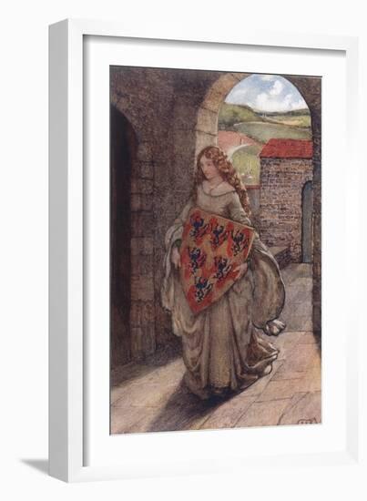 Elaine and Shield, Legend-Eleanor Fortescue Brickdale-Framed Art Print