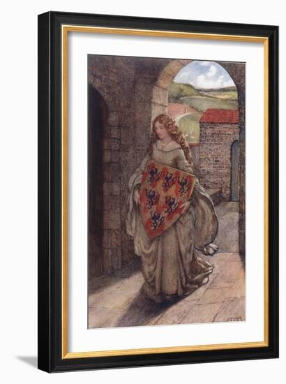 Elaine and Shield, Legend-Eleanor Fortescue Brickdale-Framed Art Print