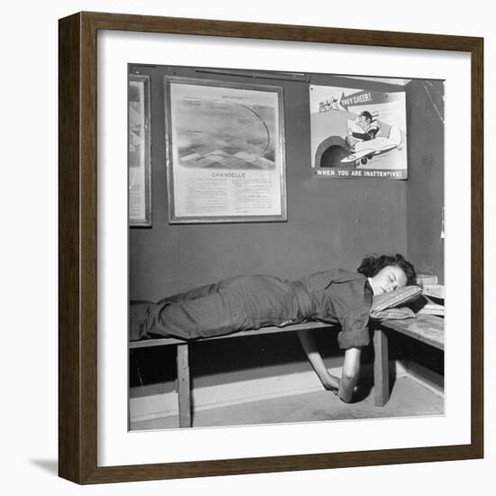 Elaine Jones, Pilot Trainee in the Women's Flying Training Detachment after long night of Flying-Peter Stackpole-Framed Photographic Print