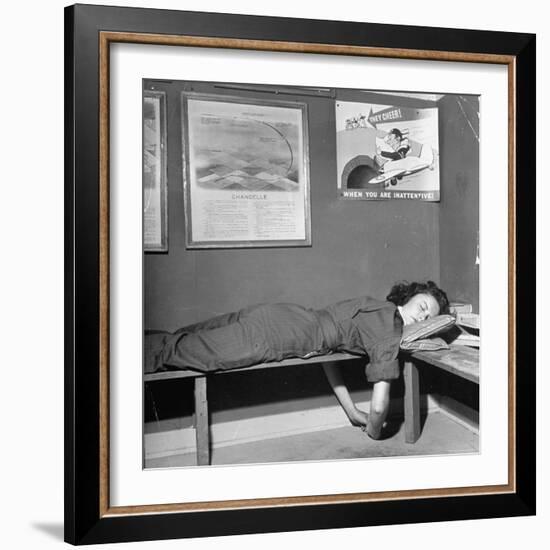 Elaine Jones, Pilot Trainee in the Women's Flying Training Detachment after long night of Flying-Peter Stackpole-Framed Photographic Print