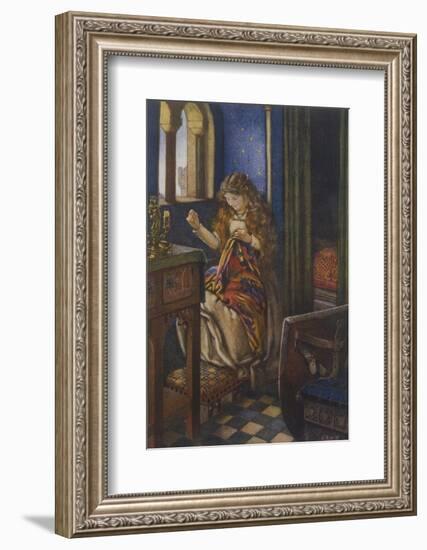 Elaine the "Lily-Maid of Astolat" Otherwise Known as the Lady of Shalott Working-Eleanor Fortescue Brickdale-Framed Photographic Print