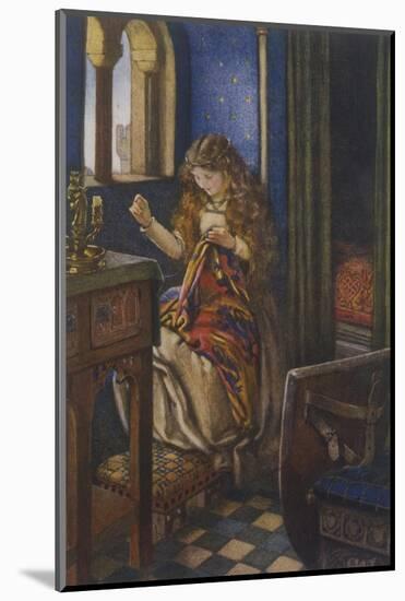 Elaine the "Lily-Maid of Astolat" Otherwise Known as the Lady of Shalott Working-Eleanor Fortescue Brickdale-Mounted Photographic Print