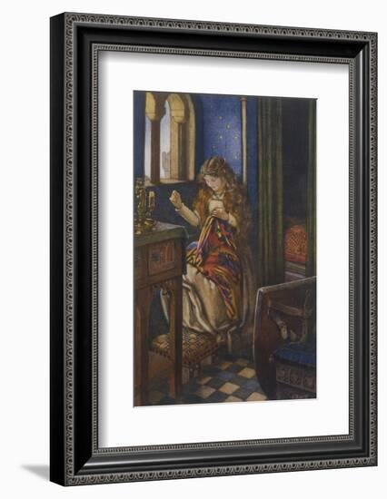 Elaine the "Lily-Maid of Astolat" Otherwise Known as the Lady of Shalott Working-Eleanor Fortescue Brickdale-Framed Photographic Print