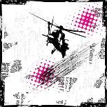 Grunge Winter Background with Skier Jumping,Vector Illustration-elanur us-Art Print