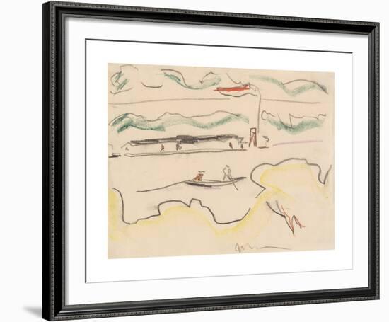 Elbe Landscape Near Dresden-Ernst Ludwig Kirchner-Framed Premium Giclee Print