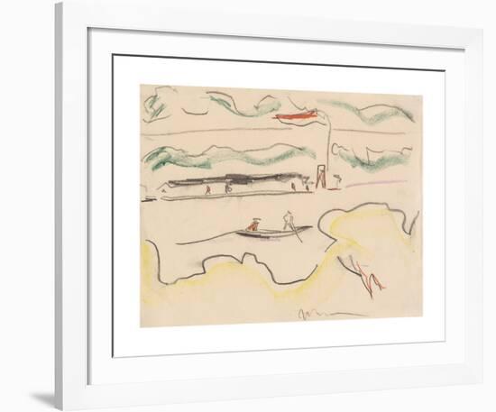 Elbe Landscape Near Dresden-Ernst Ludwig Kirchner-Framed Premium Giclee Print