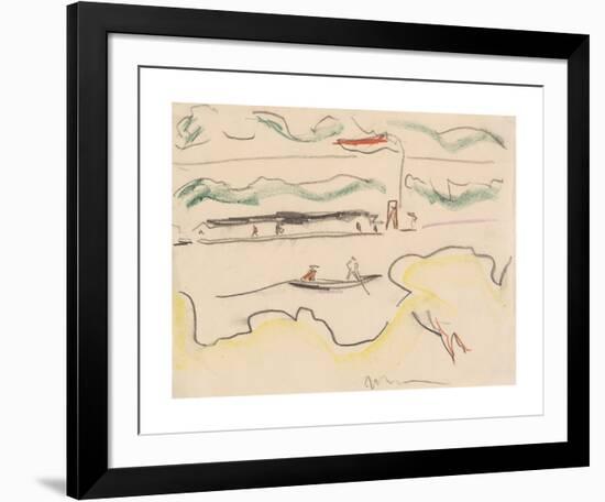 Elbe Landscape Near Dresden-Ernst Ludwig Kirchner-Framed Premium Giclee Print
