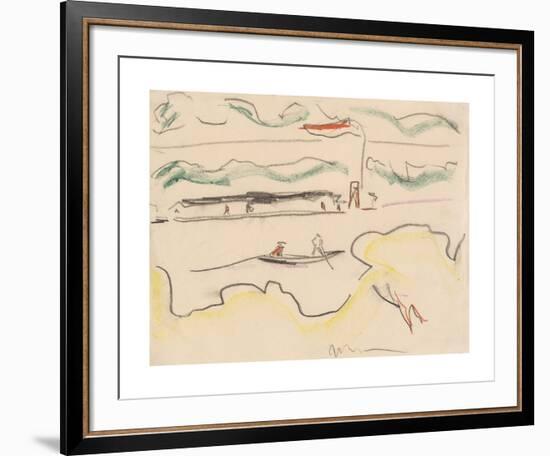 Elbe Landscape Near Dresden-Ernst Ludwig Kirchner-Framed Premium Giclee Print