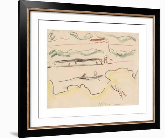 Elbe Landscape Near Dresden-Ernst Ludwig Kirchner-Framed Premium Giclee Print