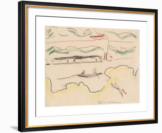 Elbe Landscape Near Dresden-Ernst Ludwig Kirchner-Framed Premium Giclee Print