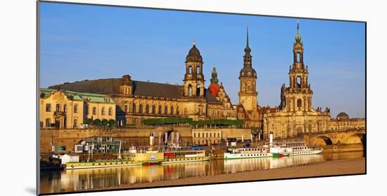 Elbe River and Old Town skyline, Dresden, Saxony, Germany, Europe-Hans-Peter Merten-Mounted Photographic Print