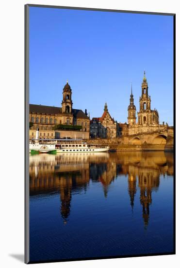 Elbe River and Old Town skyline, Dresden, Saxony, Germany, Europe-Hans-Peter Merten-Mounted Photographic Print