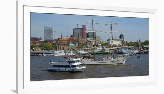 Elbe River at Landing Stages, Hamburg, Germany, Europe-Hans-Peter Merten-Framed Photographic Print