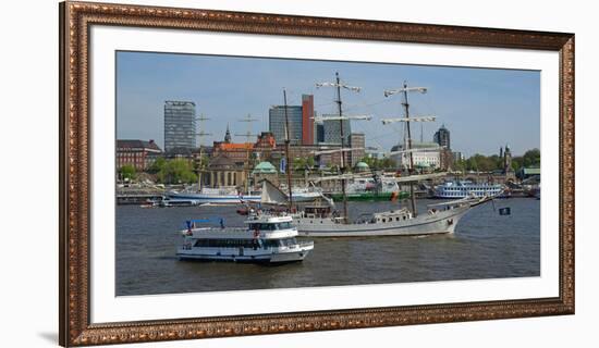 Elbe River at Landing Stages, Hamburg, Germany, Europe-Hans-Peter Merten-Framed Photographic Print