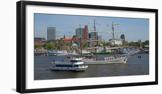 Elbe River at Landing Stages, Hamburg, Germany, Europe-Hans-Peter Merten-Framed Photographic Print