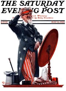 "New Hat for Uncle Sam," Saturday Evening Post Cover, May 12, 1923 by Elbert Mcgran Jackson