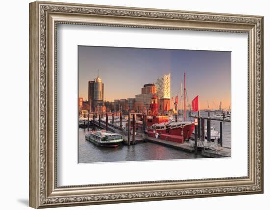 Elbphilharmonie at sunset, Elbufer, HafenCity, Hamburg, Hanseatic City, Germany, Europe-Markus Lange-Framed Photographic Print