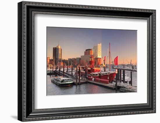 Elbphilharmonie at sunset, Elbufer, HafenCity, Hamburg, Hanseatic City, Germany, Europe-Markus Lange-Framed Photographic Print