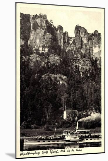 Elbsandsteingebirge, Bastei, Dampfer Karlsbad-null-Mounted Giclee Print
