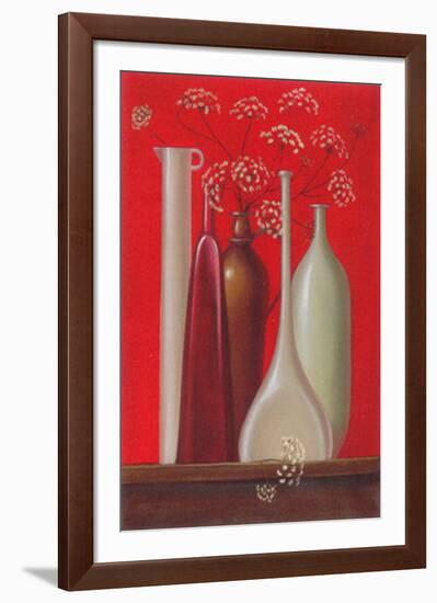 Elderflowers Against Red Background-Ludmila Riabkowa-Framed Art Print
