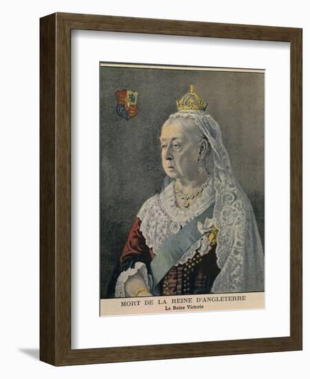 Elderly British Queen Victoria. French Engraving Published on Her Death on Feb. 3, 1901-null-Framed Art Print