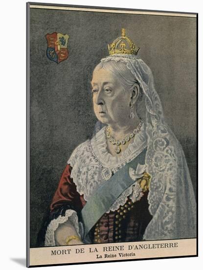 Elderly British Queen Victoria. French Engraving Published on Her Death on Feb. 3, 1901-null-Mounted Art Print