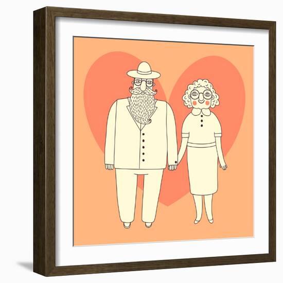 Elderly Couple. Grandparents.-Baksiabat-Framed Art Print