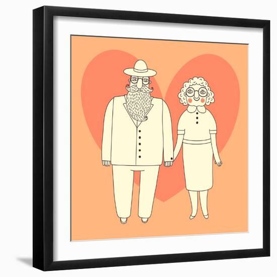 Elderly Couple. Grandparents.-Baksiabat-Framed Art Print