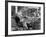 Elderly Couple on Porch of Farmhouse-null-Framed Photo