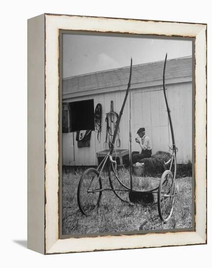 Elderly Horseman Relaxing Near Lenn County Fair-Bob Landry-Framed Premier Image Canvas