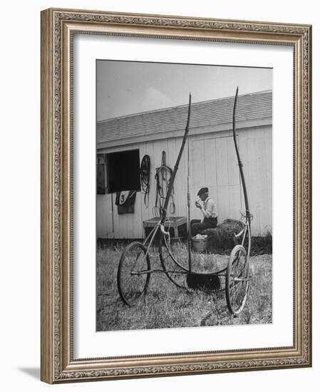 Elderly Horseman Relaxing Near Lenn County Fair-Bob Landry-Framed Photographic Print