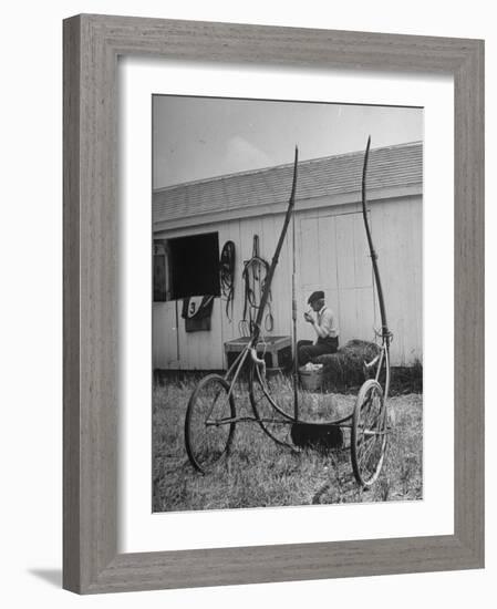 Elderly Horseman Relaxing Near Lenn County Fair-Bob Landry-Framed Photographic Print