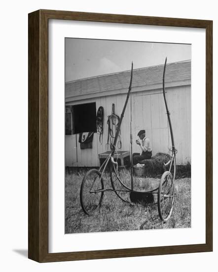Elderly Horseman Relaxing Near Lenn County Fair-Bob Landry-Framed Photographic Print