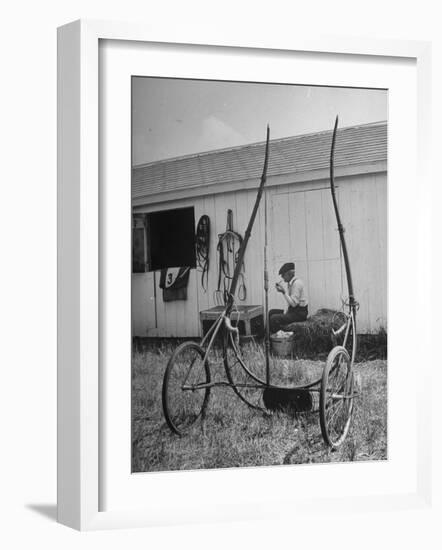 Elderly Horseman Relaxing Near Lenn County Fair-Bob Landry-Framed Photographic Print