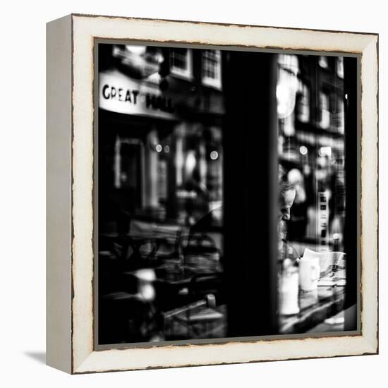 Elderly Male Sitting Alone in a Cafe-Rory Garforth-Framed Premier Image Canvas