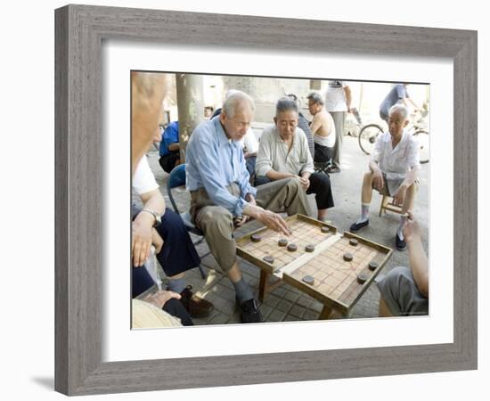 Elderly Men Playing a Form of Chess, Hu Hai Lake, Beijing, China-Adam Tall-Framed Photographic Print