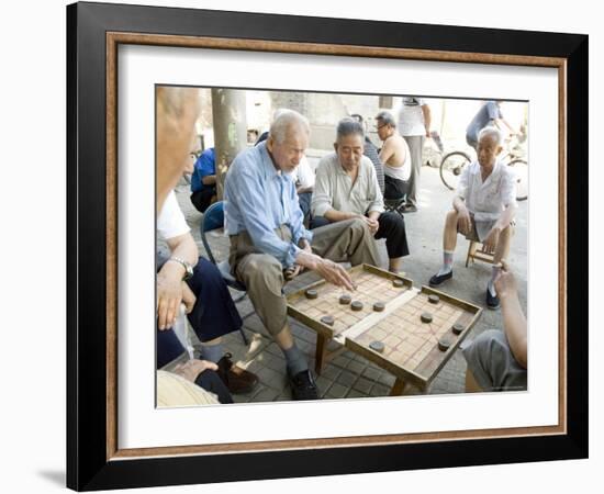 Elderly Men Playing a Form of Chess, Hu Hai Lake, Beijing, China-Adam Tall-Framed Photographic Print