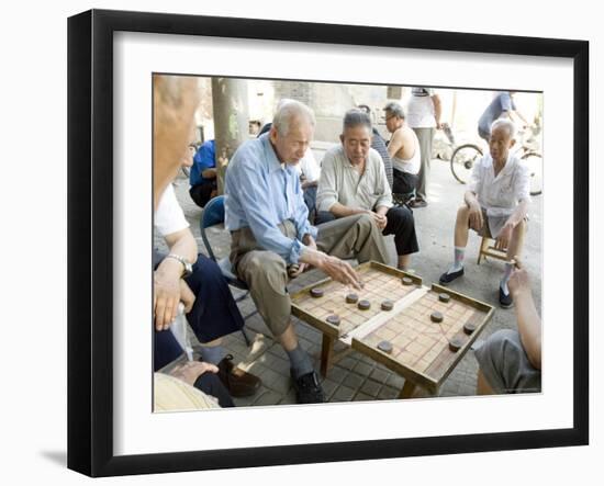 Elderly Men Playing a Form of Chess, Hu Hai Lake, Beijing, China-Adam Tall-Framed Photographic Print