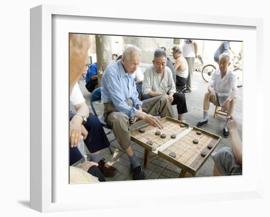 Elderly Men Playing a Form of Chess, Hu Hai Lake, Beijing, China-Adam Tall-Framed Photographic Print