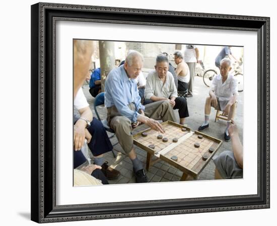 Elderly Men Playing a Form of Chess, Hu Hai Lake, Beijing, China-Adam Tall-Framed Photographic Print