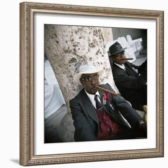 Elderly Men Posing with Cigars, Havana, Cuba, West Indies, Central America-Lee Frost-Framed Photographic Print