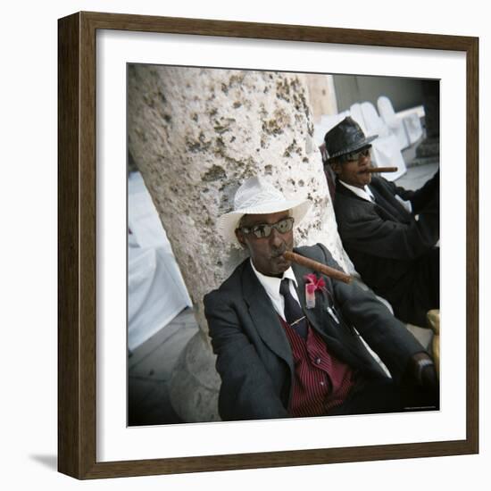 Elderly Men Posing with Cigars, Havana, Cuba, West Indies, Central America-Lee Frost-Framed Photographic Print