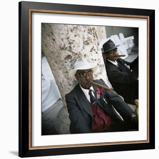 Elderly Men Posing with Cigars, Havana, Cuba, West Indies, Central America-Lee Frost-Framed Photographic Print