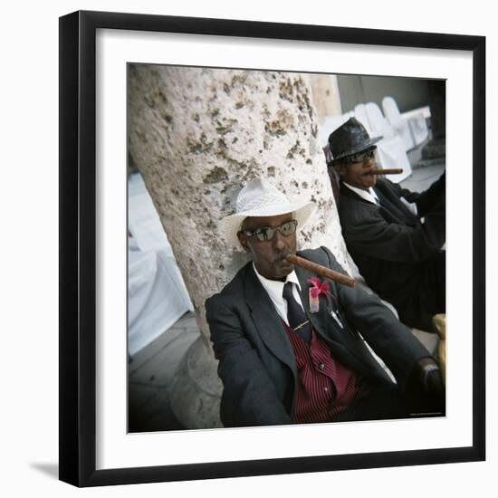 Elderly Men Posing with Cigars, Havana, Cuba, West Indies, Central America-Lee Frost-Framed Photographic Print