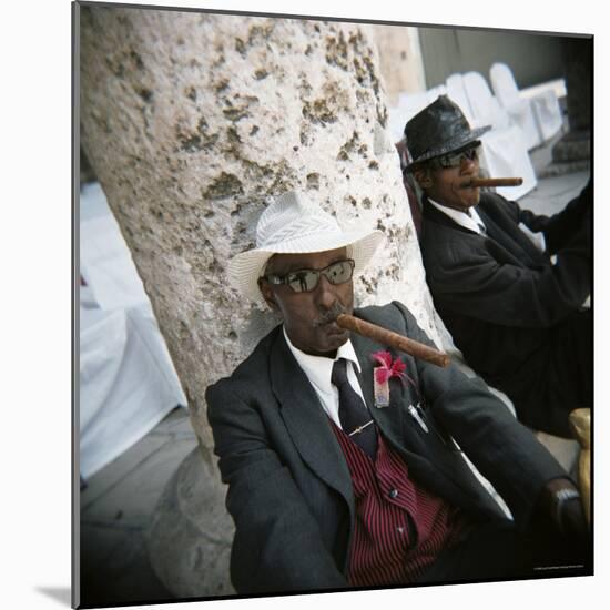 Elderly Men Posing with Cigars, Havana, Cuba, West Indies, Central America-Lee Frost-Mounted Photographic Print