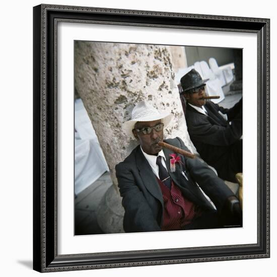 Elderly Men Posing with Cigars, Havana, Cuba, West Indies, Central America-Lee Frost-Framed Photographic Print