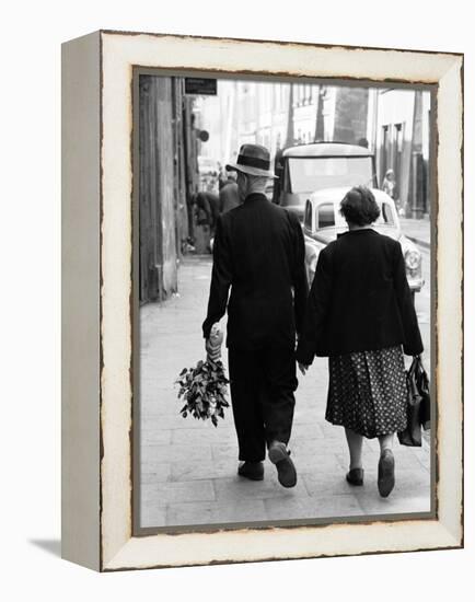 Elderly Polish Couple Walking Hand in Hand-Paul Schutzer-Framed Premier Image Canvas